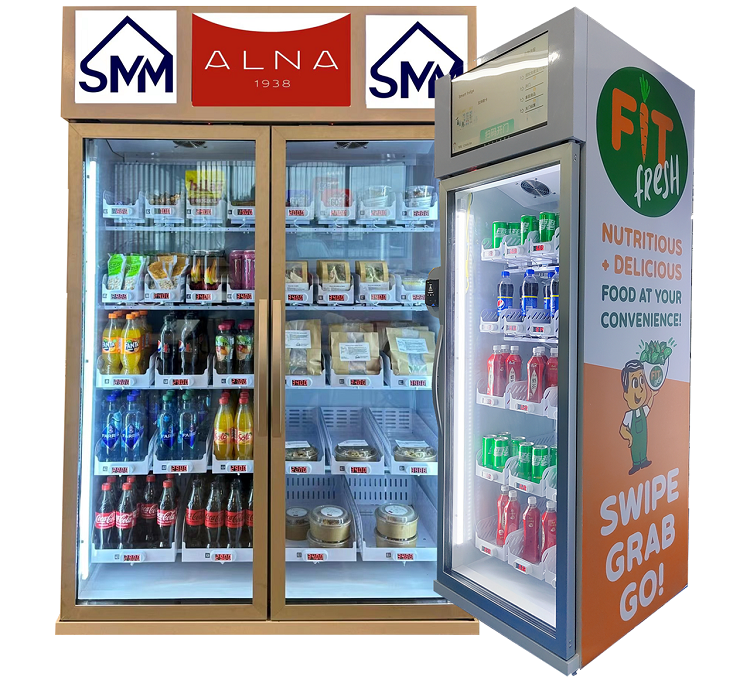 Distributeur automatique de réfrigérateur intelligent Micron, pour vendre des collations, des boissons et des fruits lors de l'exposition de Guangzhou en 2023