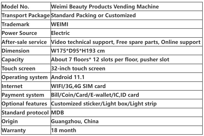 beauty products vending machine for sale. video technical support. 32 inch touch screen for detailed info displaying and ads promotion
