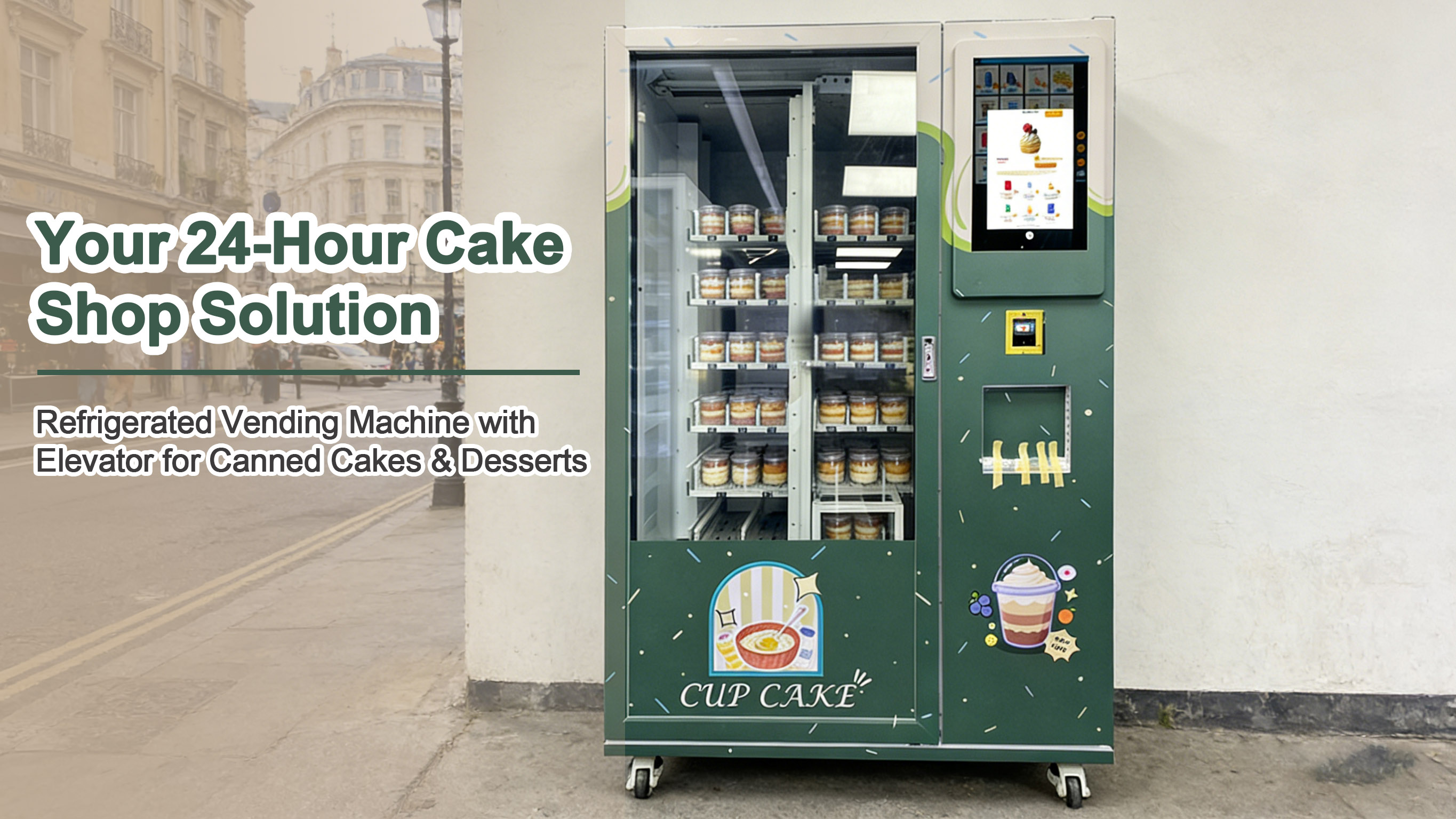 Refrigerated Cake Vending Machine with Elevator for 24/7 Sales of Canned Cakes & Packaged Treats