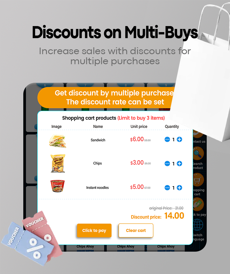 Flower vending machine support multiple purchase with discount