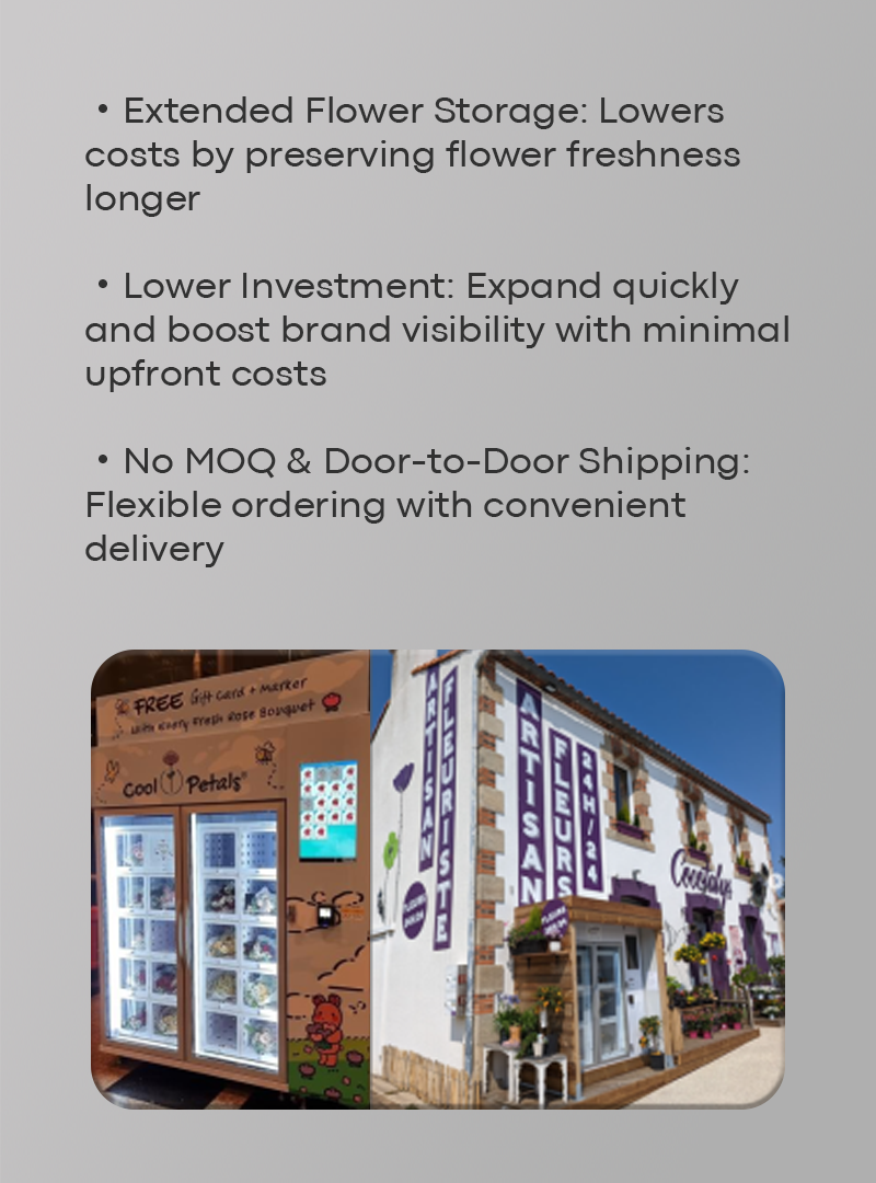 flower vending machine with extended flower storage, lower investment and no MOQ& Door-to-door shipping