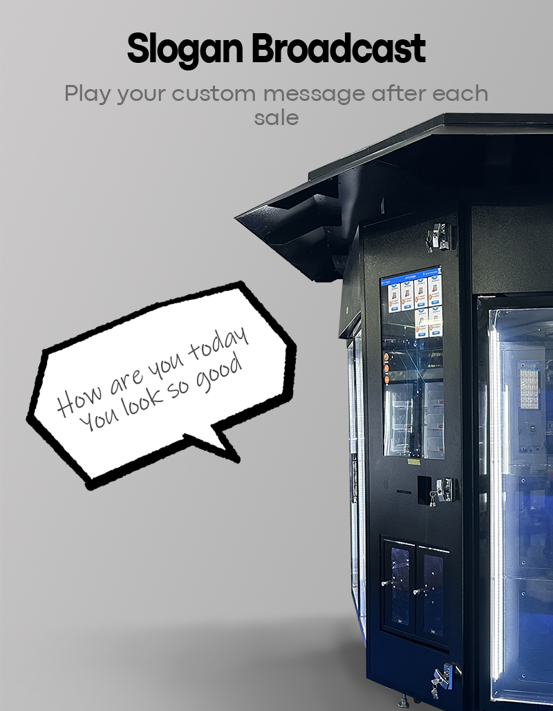 flower vending machine with slogan broadcast