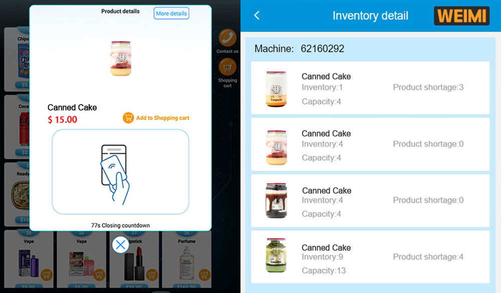 Check canned cake details on the touchscreen, no need to worry about the unsure ingredient of cakes