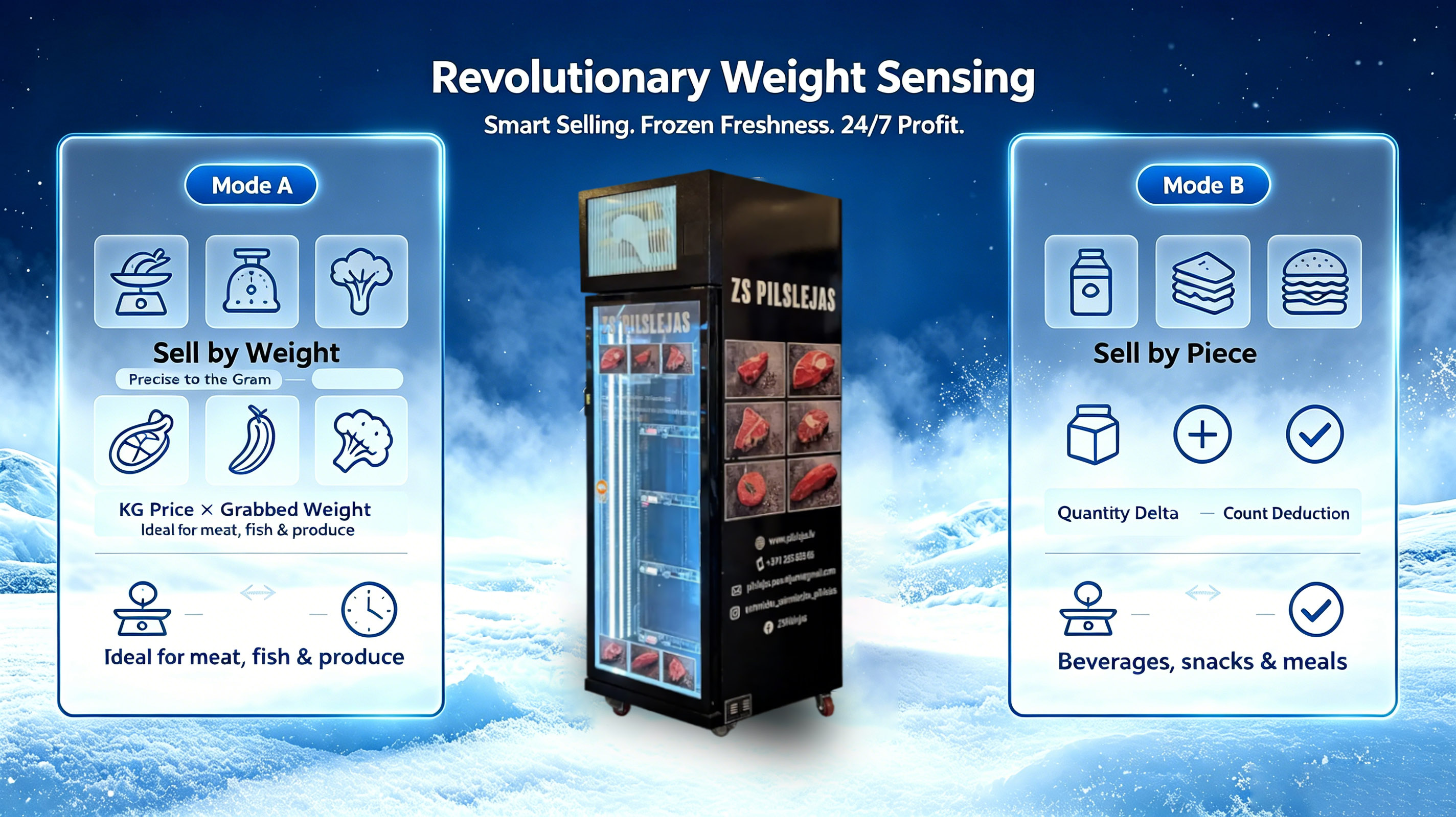 Two retail models: sell by weight or sell by piece. According to the features of product