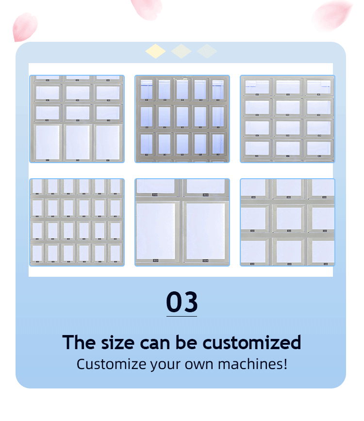 Combo fresh flowers and potted plant Lockers vending machine with freezer and ambient lockers. customize locker size