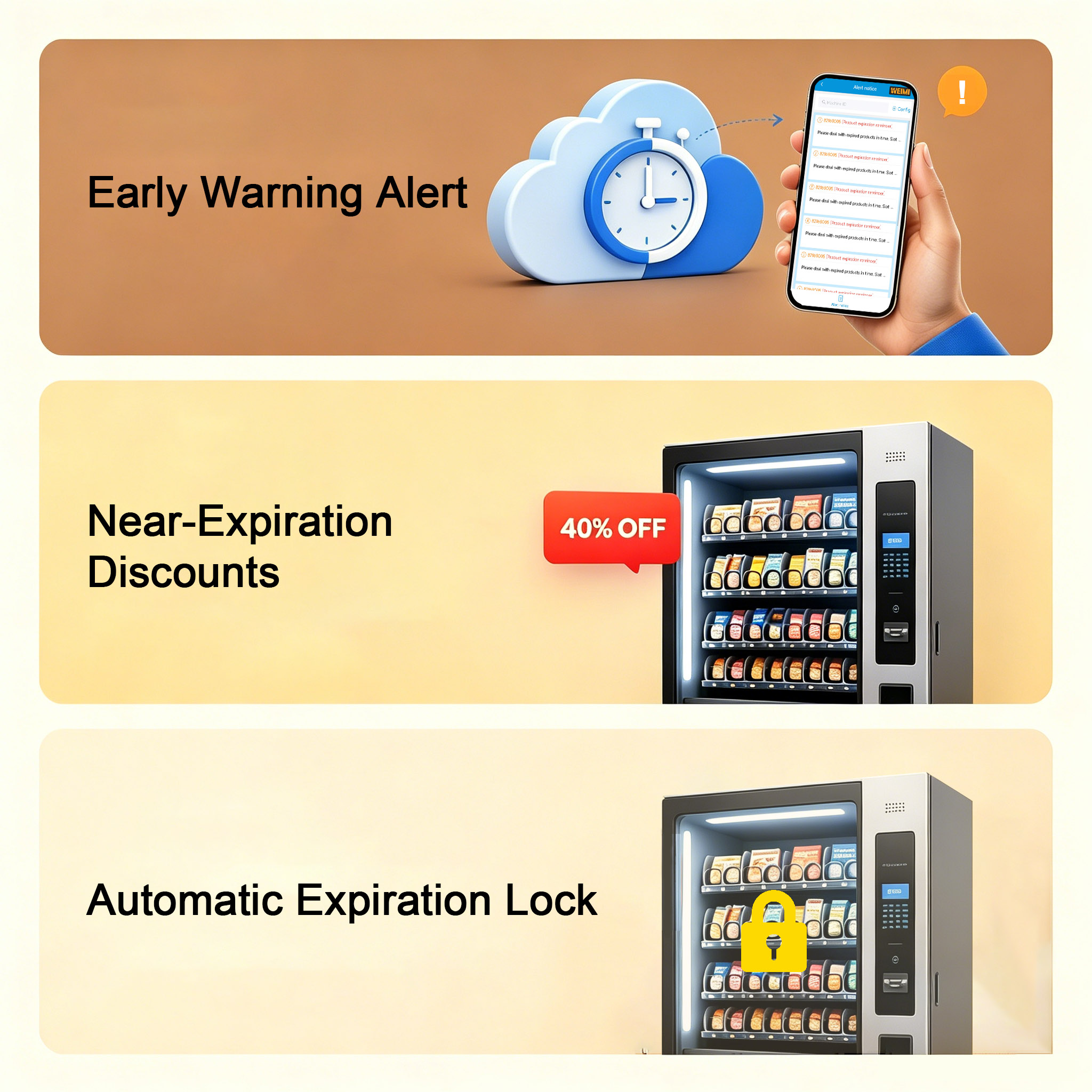 Weimi bread locker vending machine. Smart expiration management achieve zero food safety risks
