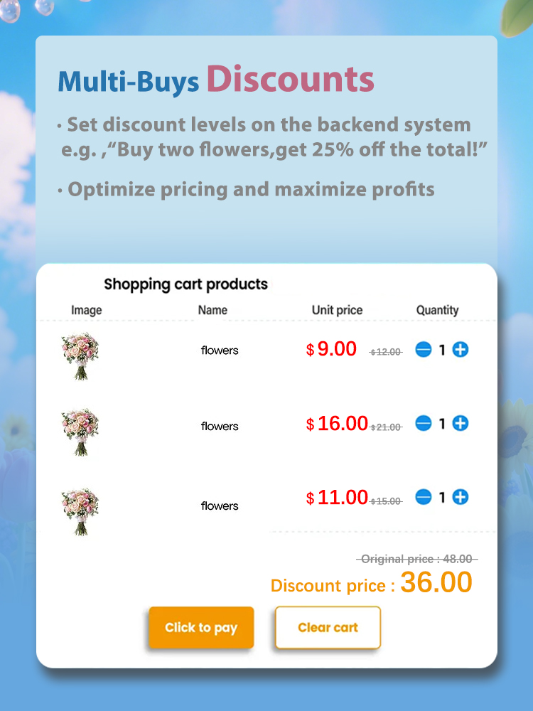 Weimi 24 hour flower vending machine with multi-buys discounts for optimizing pricing and maximizing profits