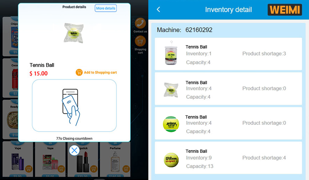 Weimi tennis ball vending machine with smart system. help operators sell more with less effort