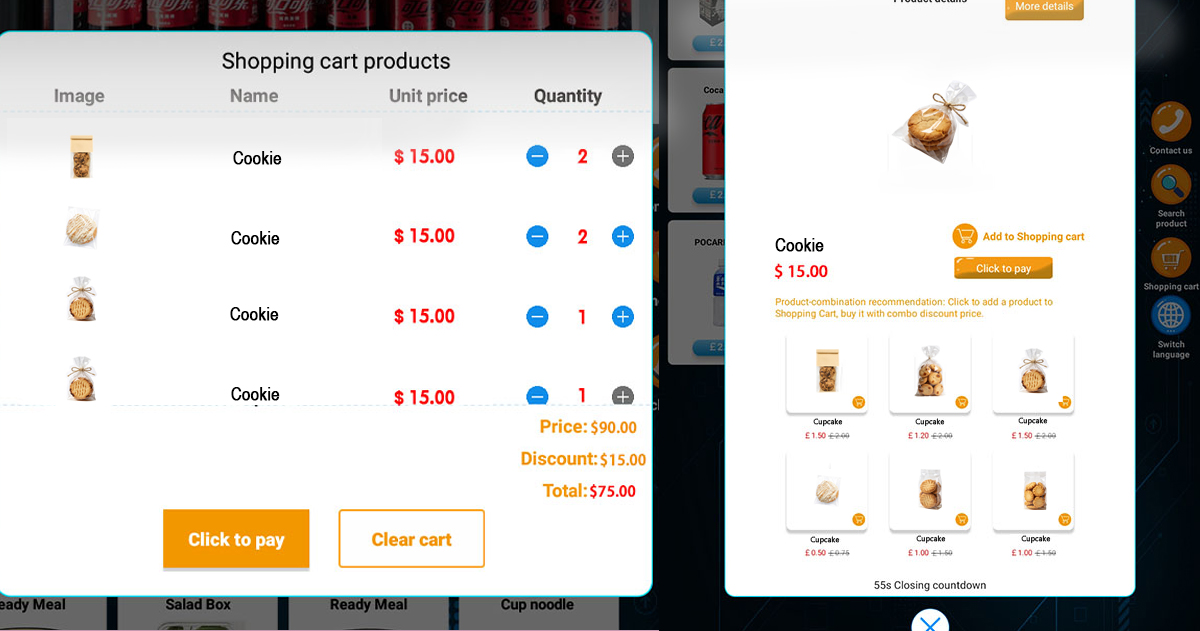 Weimi coolie vending machine with promotions and multi-buys offers. increase average order value while actively clearing high-inventory or slow-moving cookie skus