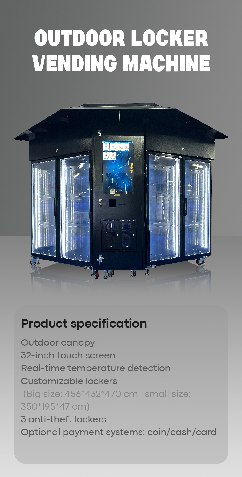 Flower vending machine with custom locker and touchscreen