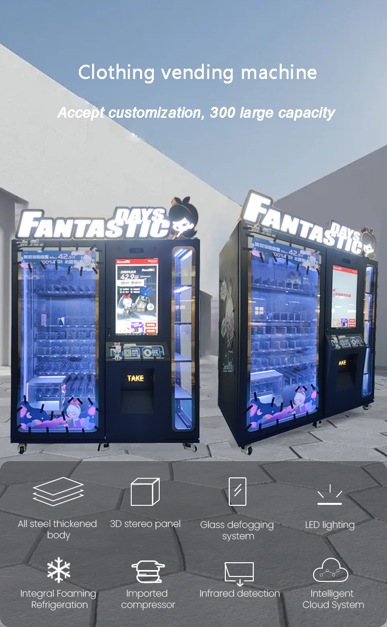 Weimi big capacity smart clothing vending machine and touchscreen accept customized payment system