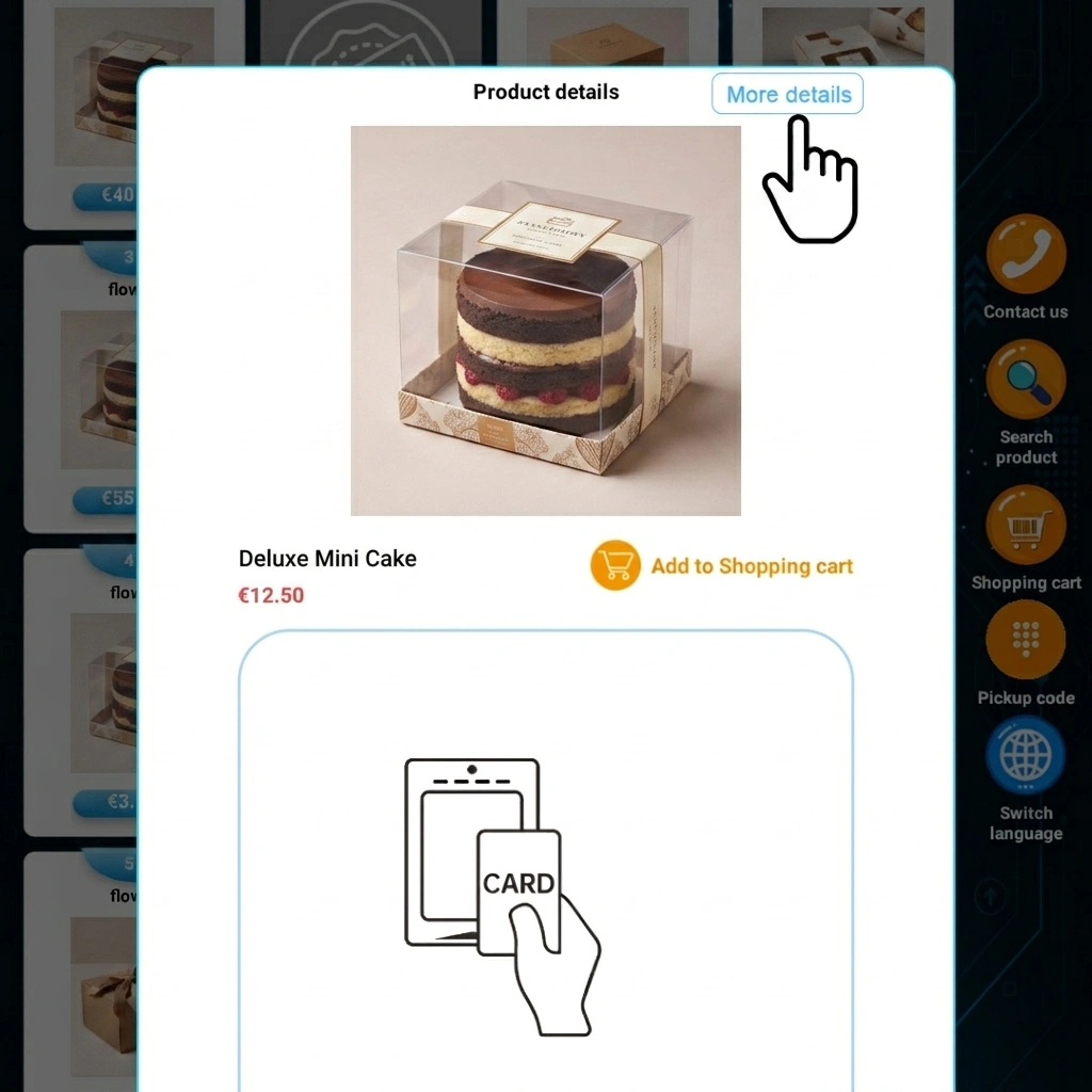 L'écran tactile de 22 pouces peut afficher des informations sur les produits et du contenu publicitaire directement sur la machine pour aider les clients à comprendre les produits.