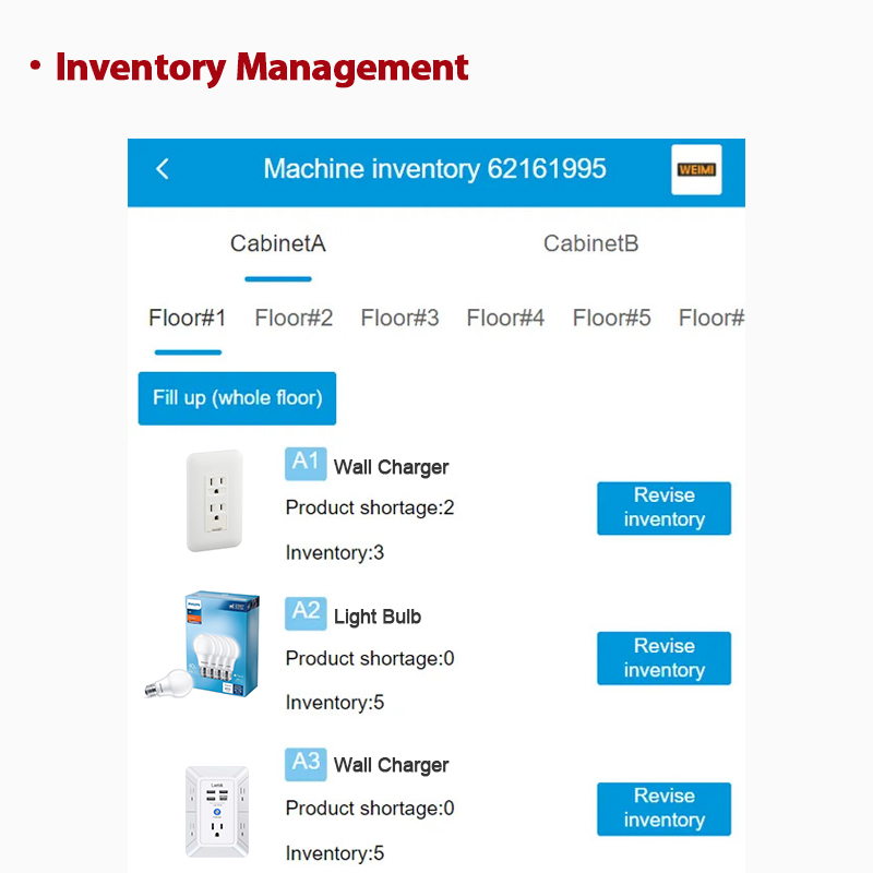 Weimi industrial vending machine with inventory management system
