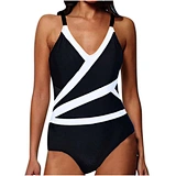 OEM/ODM/Custom/Wholesale Women Patchwork Stripes One Piece Swimwear