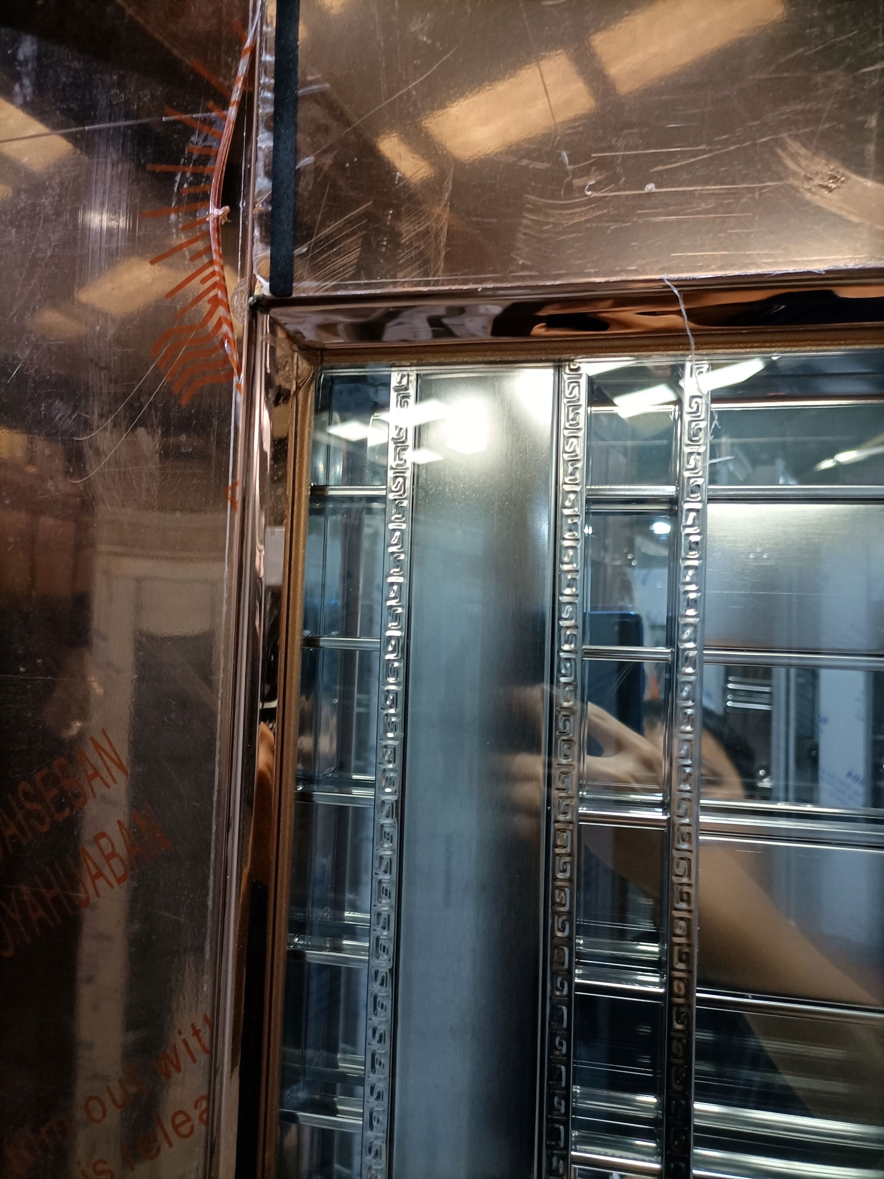 Glass of Interior Stainless Steel Door Rose Gold Color