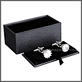 Wholesale Customized Rectangle Black Plastic Frame Stripe Paper Cufflink Box with 2 Elastics
