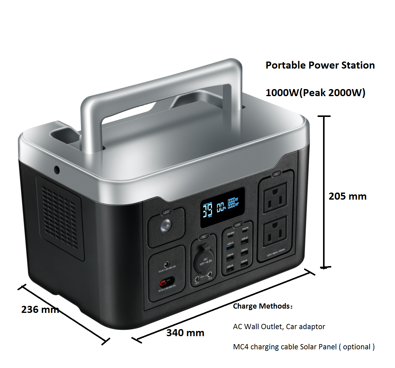 Portable Power Station-1000W US, portable battery