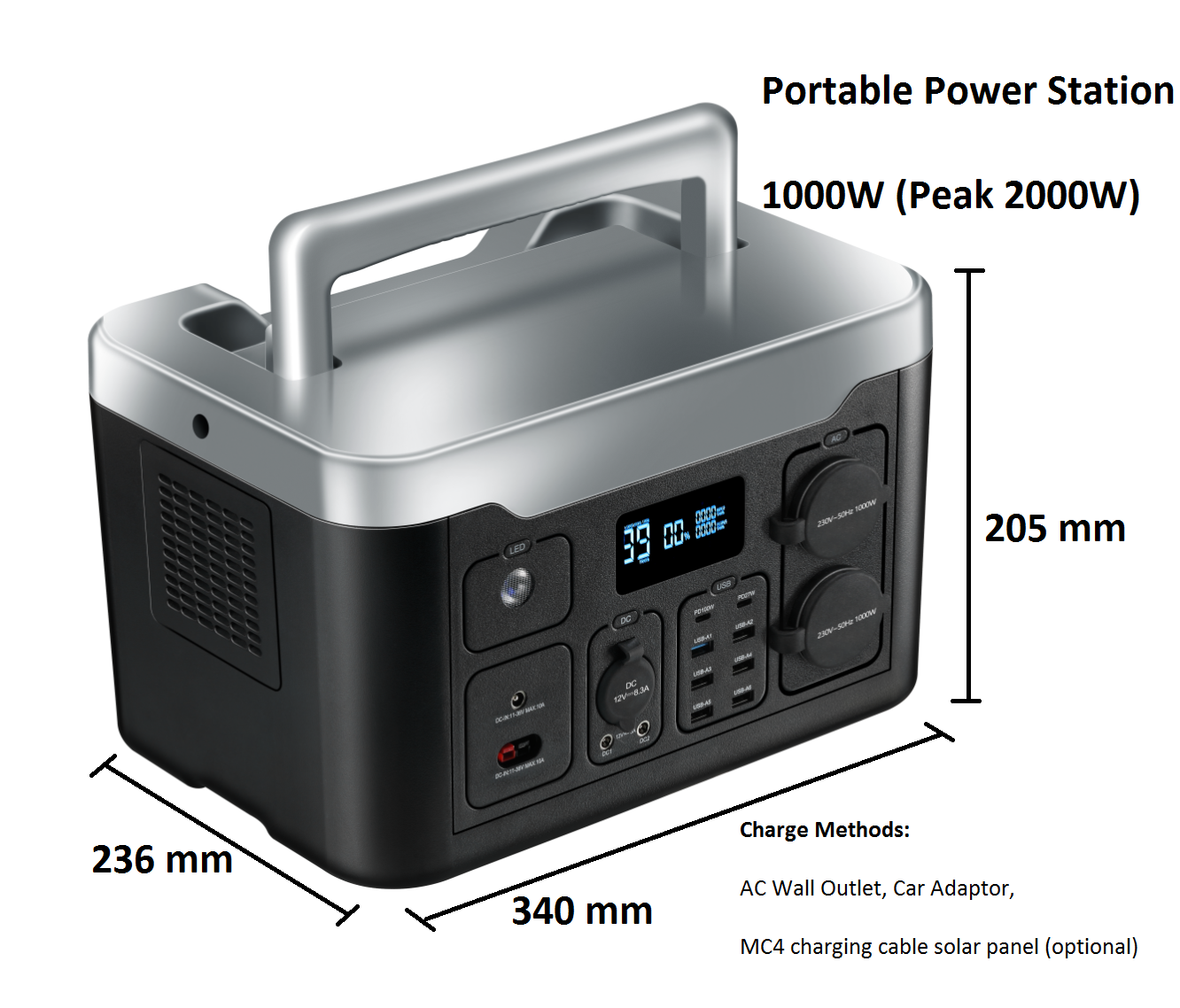Portable Power Station -1000W EU,portable power station