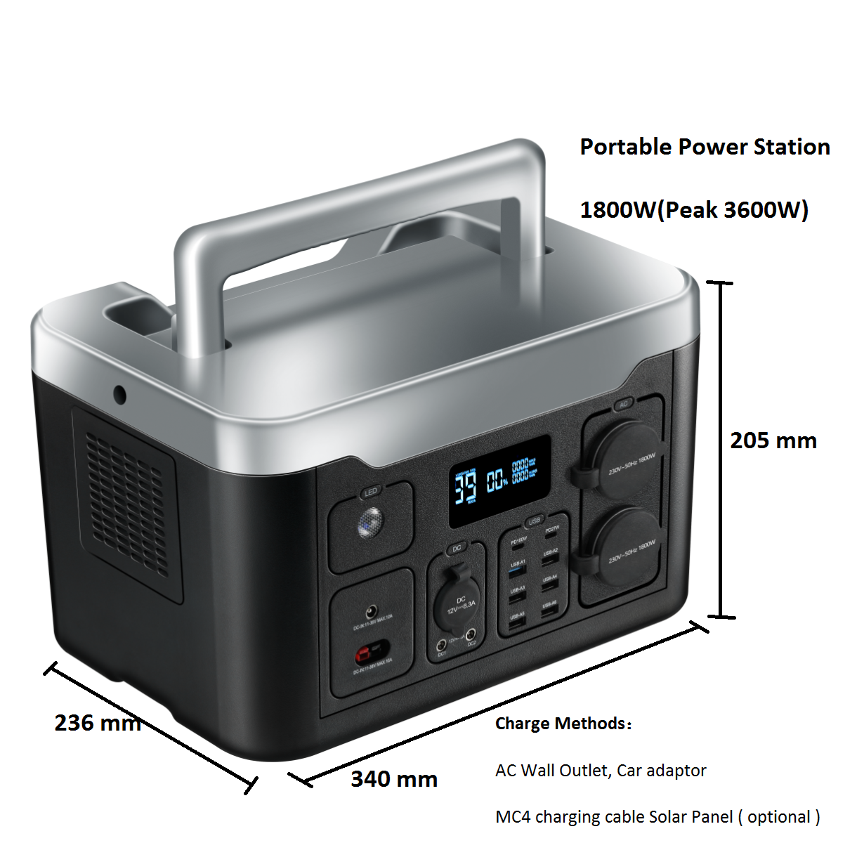 Portable Power Station -1800W EU,portable solar generator