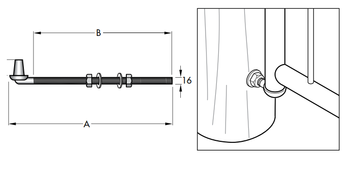 Adjustable Through Post Gudgeon Galvanized Drawings