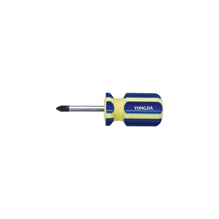 l#896-PH Phillips Stubby screw driver Alloy steel Plastic Handle Cross Flat stubby Screwdriver plastic Crystal handle