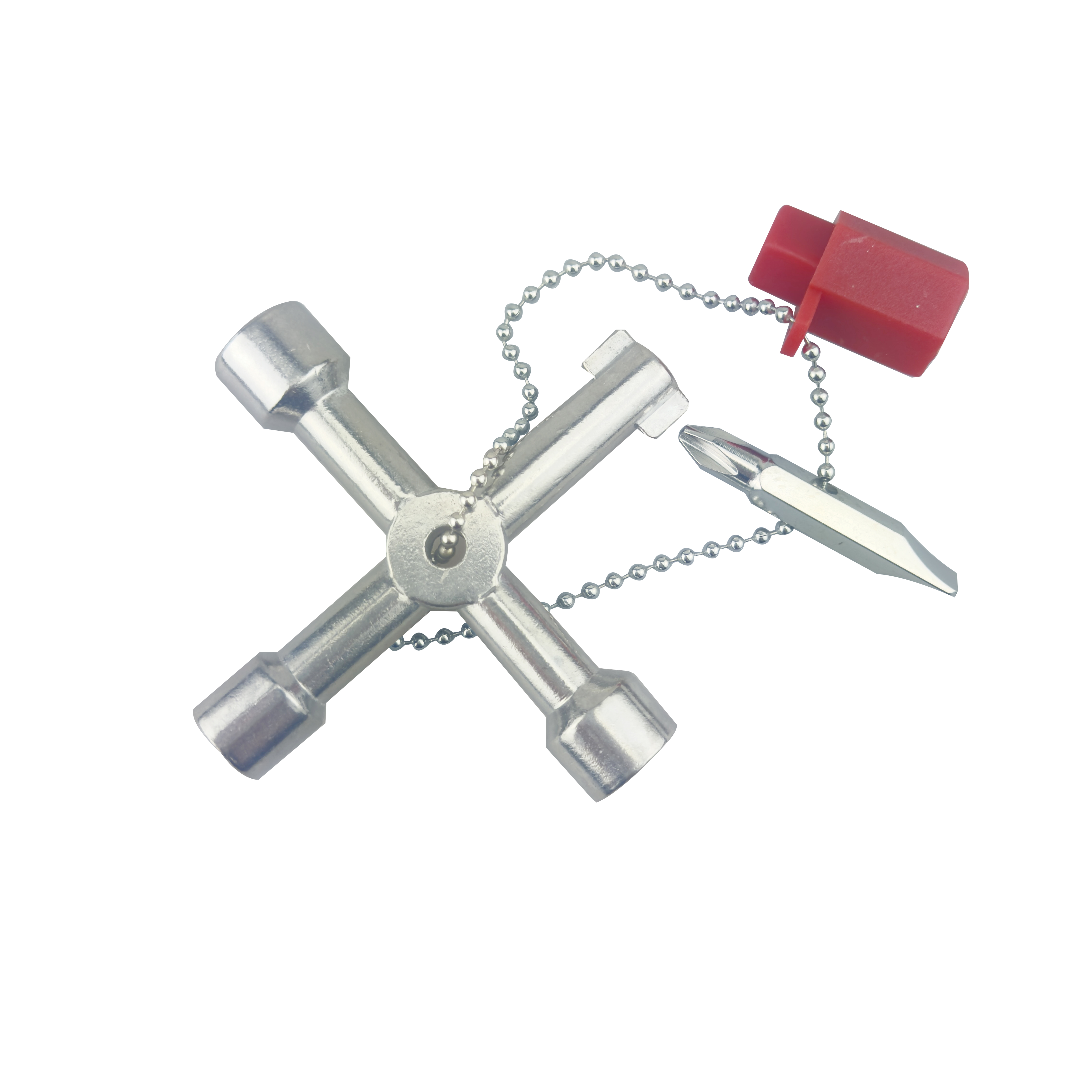 Multi Function 4 Ways Universal Cross Spanner Inner square Hole Cross  1/4" Screwdriver Bit Adapter 76mm 6 in 1 Cabinet Key