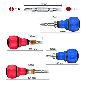 Portable multi-purpose stubby screw driver
Multi-Bit Dual Head Adjustable Stubby Screwdriver 2 in 1
Multi-Bit Dual Head Adjustable Stubby Screwdriver 2 in 1 Quality Factory Magnetic Ball Grip Portable multi-purpose screw driver