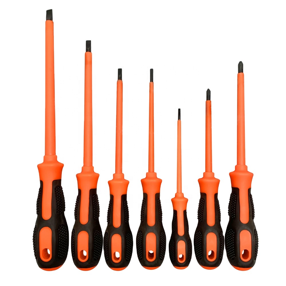 Hot Sale #2208E 7pcs with Voltage Tester  Professional Tools Dual Color Comfortable Handle 1000V 8pcs Insulated Screwdriver Set