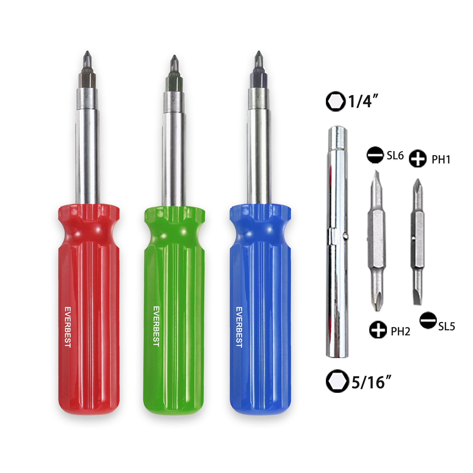 Factory Hand Tools Interchangeable 6 in 1 Screwdriver Set Great Quality extra comfort and Torque  Multi-function Screw Driver