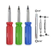 6-in-1 screwdriver set
6-in-1 Screwdriver Multi-tool is a versatile multi-bit
Factory Hand tools Interchangeable 6 In 1 Screwdriver Set Great Quality extra comfort and torque  Multi-function Screw driver