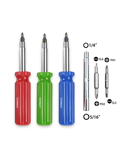 6-in-1 screwdriver set
6-in-1 Screwdriver Multi-tool is a versatile multi-bit
Factory Hand tools Interchangeable 6 In 1 Screwdriver Set Great Quality extra comfort and torque  Multi-function Screw driver