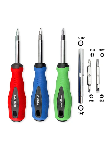 Household Screwdriver
6-in-1 Screwdriver Multi-tool is a versatile multi-bit
Manufacture Interchangeable 6 In 1 Screw driver Set PP TPE comfort and torque Hand tools Multi-function Household Screw driver