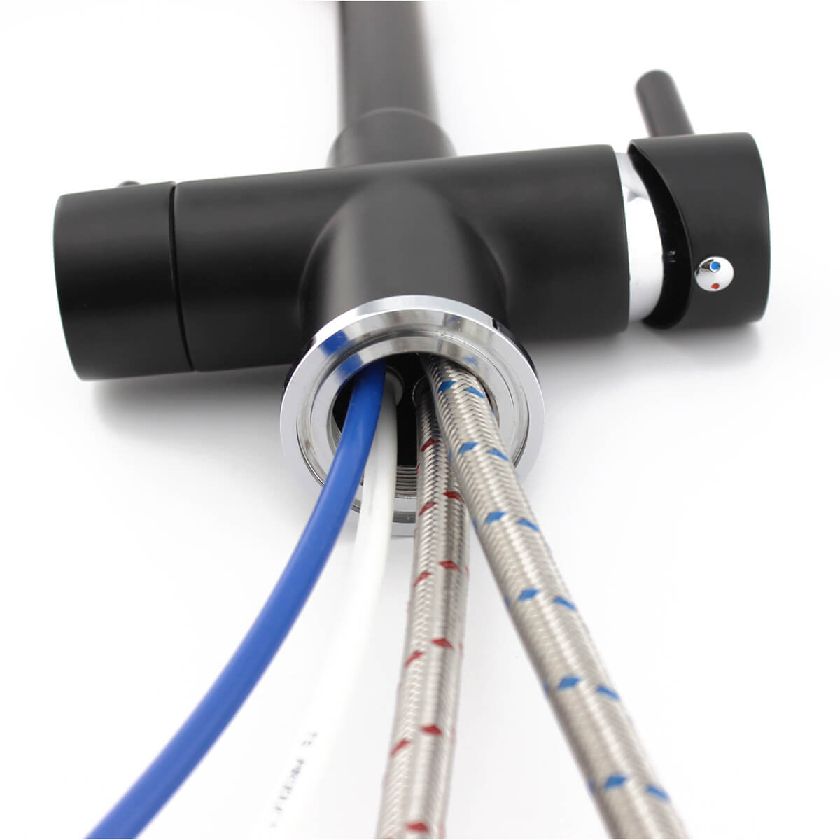 4 way kitchen mixer tap have four tubes for hot /cold / pure/ minalized water