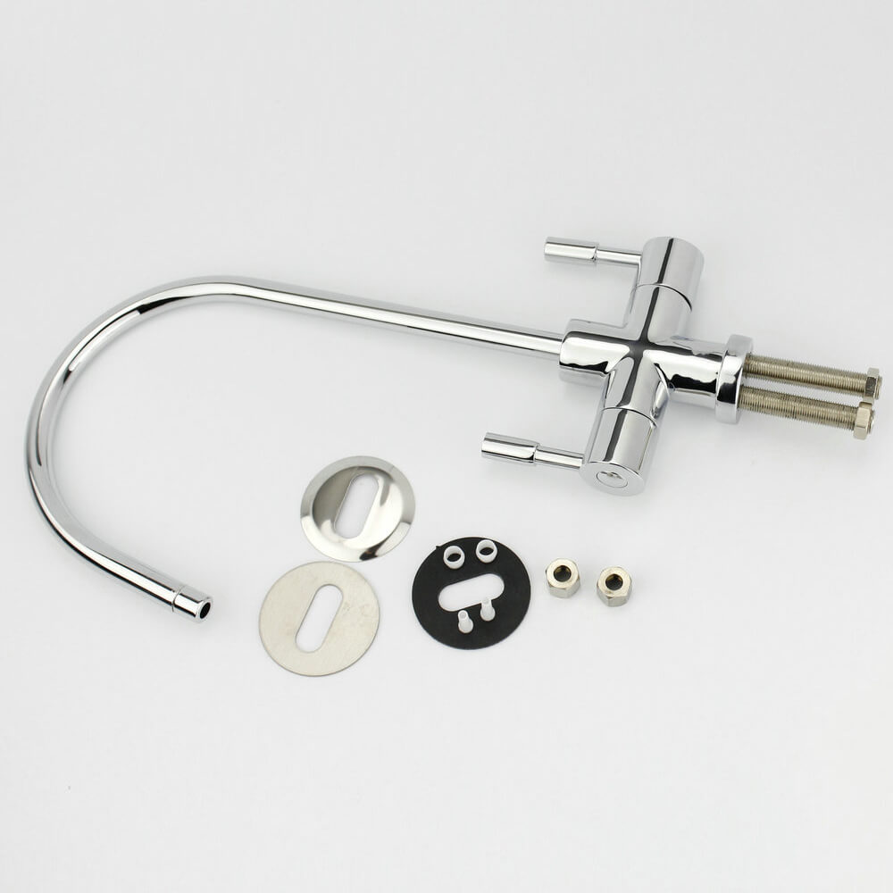 4 way kitchen mixer tap have four tubes for hot /cold / pure/ minalized water