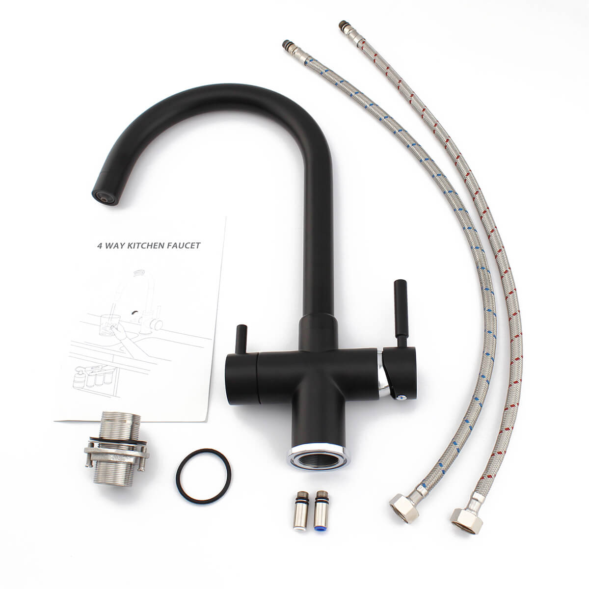 DOGO 4 Way Kitchen Faucet, 4-in-1 kitchen taps in chrome finished