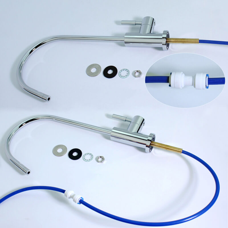 4 way kitchen mixer tap have four tubes for hot /cold / pure/ minalized water