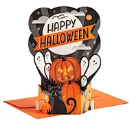 Customized Creative Musical Happy Halloween Greeting Message Cards Laser Cut 3D Pumpkin Halloween Pop Up Card