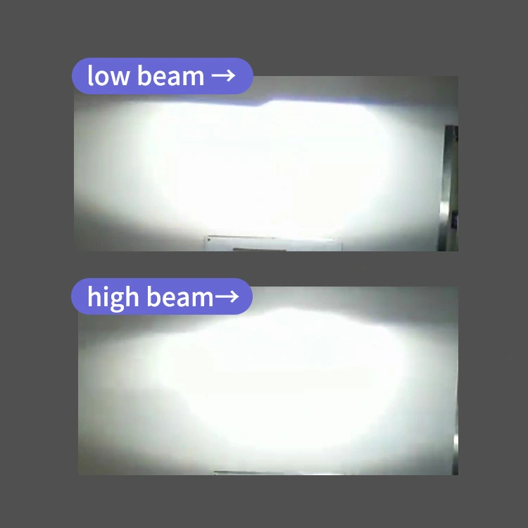 h4 led headlight bulb effect in low beam and high beam