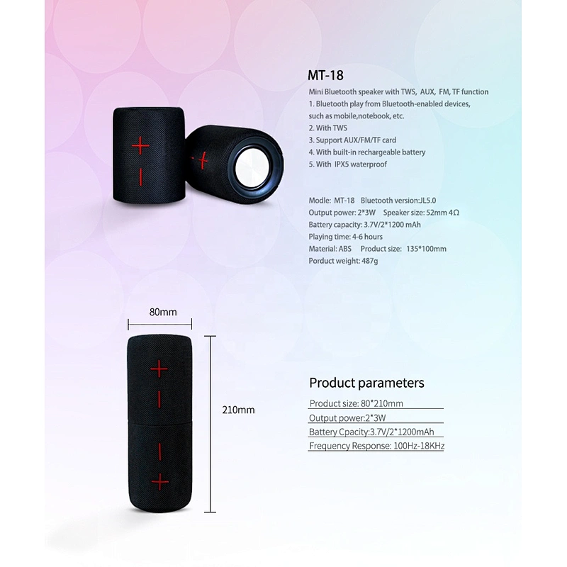 Portable Gaming Stereo IPX5 Waterproof Fabric 2 in 1 Wireless 5.0 Bluetooth Speaker Split With FM Radio Aux