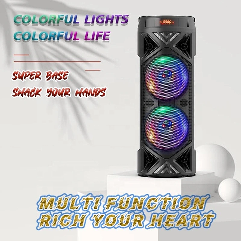 outdoor subwoofer stereo cylindrical disco led wireless bluetooth party speakers big tws