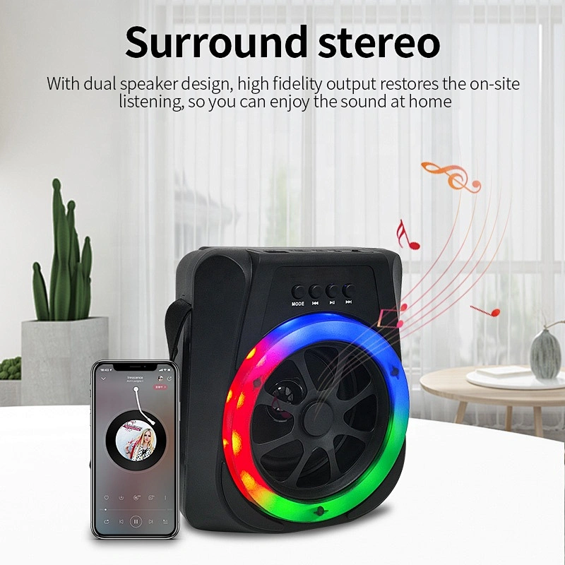 mini subwoofer plastic portable 5W colorful led light karaoke tws bluetooth wireless home speakers