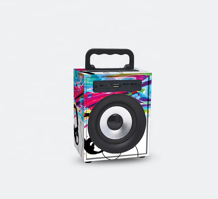 mini home theater 3 inch portable wood woofer speaker caixa de som bluetooth wireless speakers with led logo