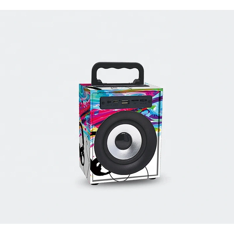 mini home theater 3 inch portable wood woofer speaker caixa de som bluetooth wireless speakers with led logo