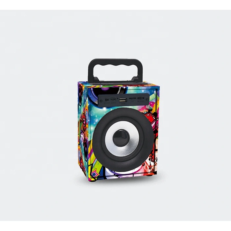 mini home theater 3 inch portable wood woofer speaker caixa de som bluetooth wireless speakers with led logo