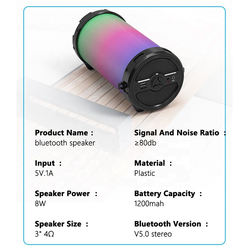 custom logo outdoor portable karaoke audio home theatre system 10W sound led lights bluetooth speaker for mobile phone