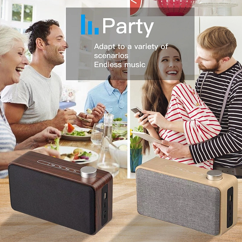 Portable Small Retro Sound Wooden Box Subwoofer Woofer DJ Wood Bluetooth Speaker