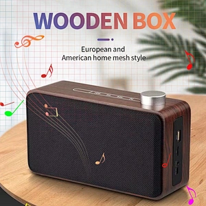 Portable Small Retro Sound Wooden Box Subwoofer Woofer DJ Wood Bluetooth Speaker