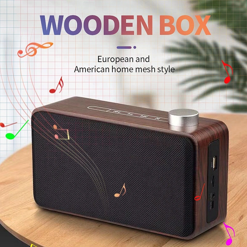 Portable Small Retro Sound Wooden Box Subwoofer Woofer DJ Wood Bluetooth Speaker