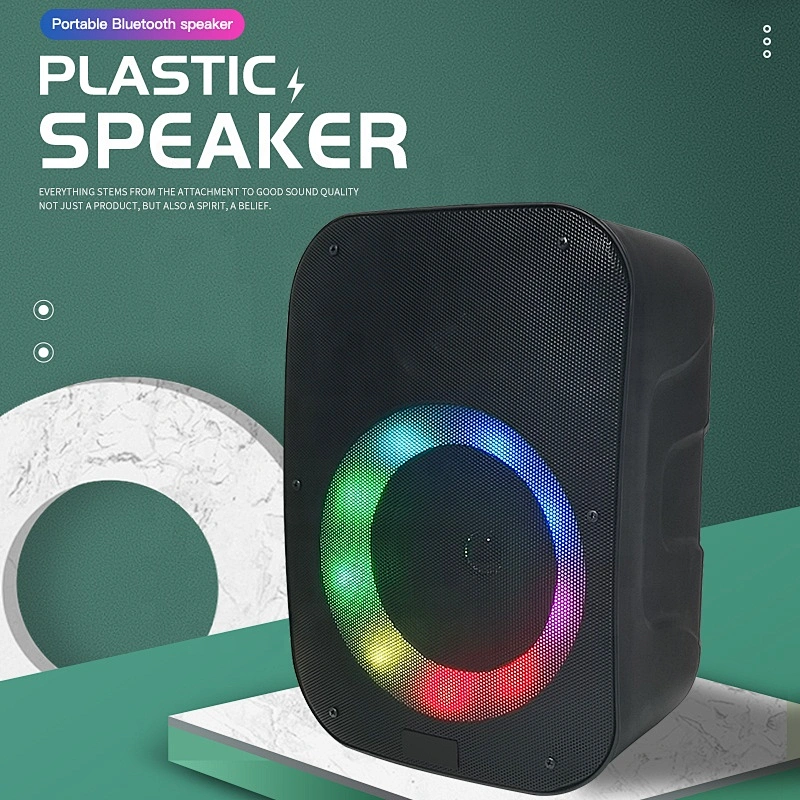 new plastic outdoor portable 6.5inch 15w family karaoke mic home wireless bluetooth speakers with led light