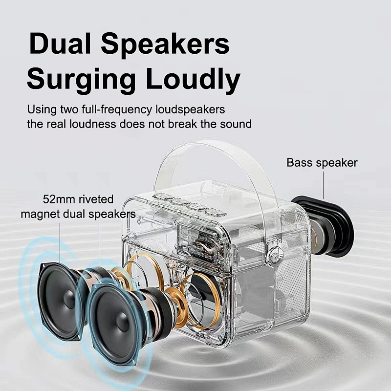 High Quality LED Lights Box Sound Dual speakers Small Portable Bluetooth Speakers with Tws Function